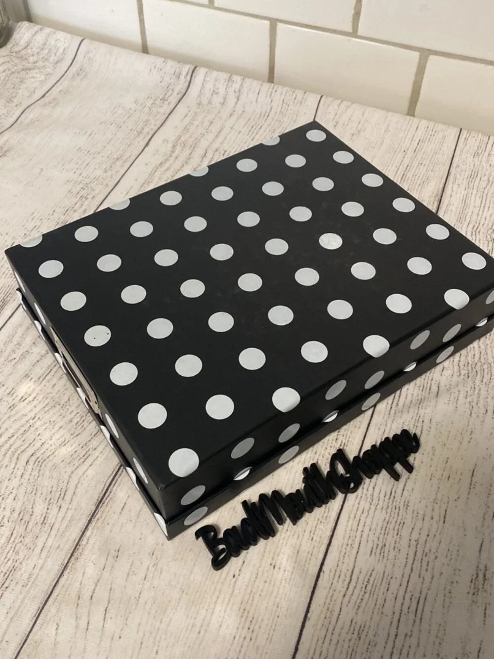 Black and White Vintage Inspired Polka Dot Photo Storage or Display Box